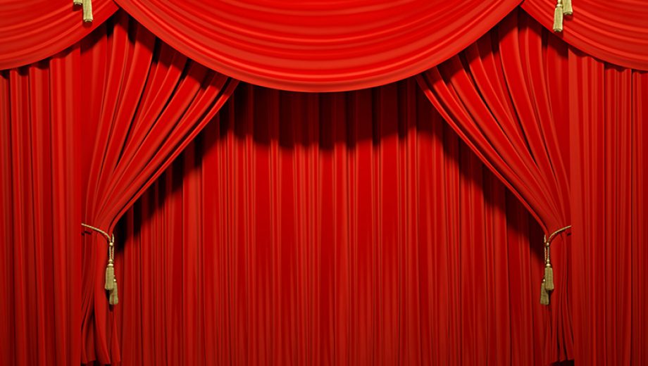 Red stage theater velvet drapes